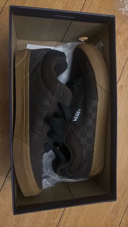 Brown checkered fat tongue vans