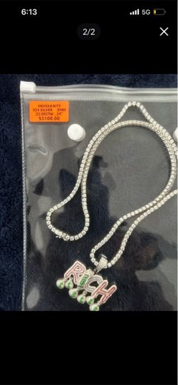 925 silver moissanite  tennis chain & pendant