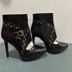 Black Studded Women's High Heel Boots