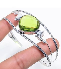 Silver and peridot cuff bracelet