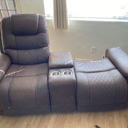 Love Seat Recliner - Brown Leather