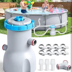 800 GPH Above Ground Pool Filter Pump, Energy-Saving Pool Cartridge Filter Pump | Dual Action: Accelerate Water Flow & Capture Debris Quickly - Improv