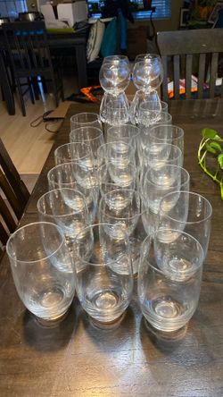20 Water glasses, 2whiskey and 4Wine glasses