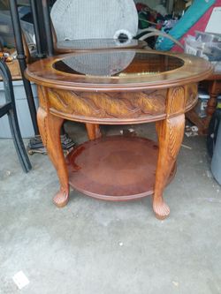 Beautiful wooden and glass end tables