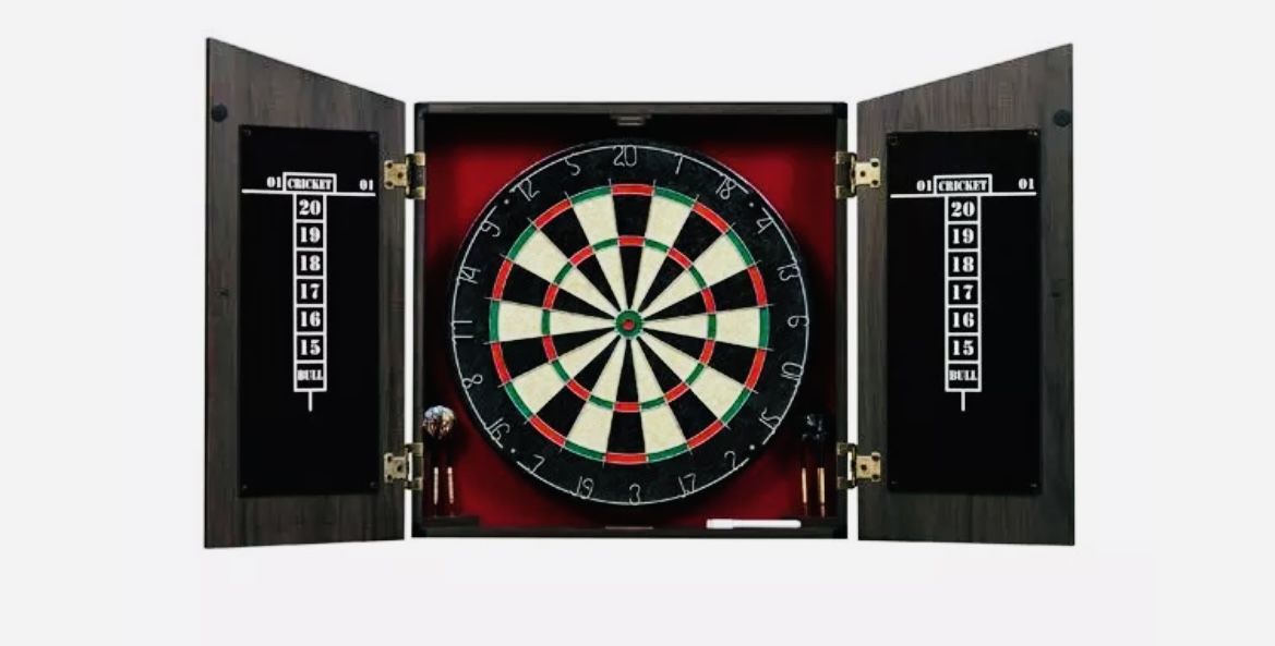 Dartboard: MD Sports Burnham Bristle Dartboard Cabinet Set