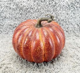 Orange Red Metallic Pumpkin Gold Speckled Fall Thanksgiving Autumn Decor 7”