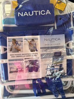Nautica 5 Position Beach Chair With Backpack Straps 