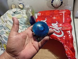 Vintage car steering wheel knob lucite blue color original ranfla accessories sold here.