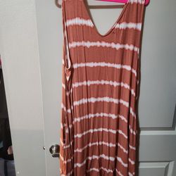 Rust and white dress