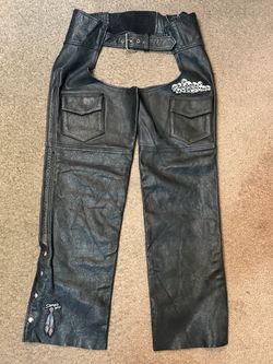Black Jack Adult  Leather Chaps for Bikers