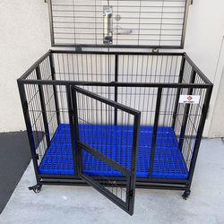 (New) $170 Heavy Duty Folding Dog Crate Cage Kennel with Wheels, 43x30x34 inches 