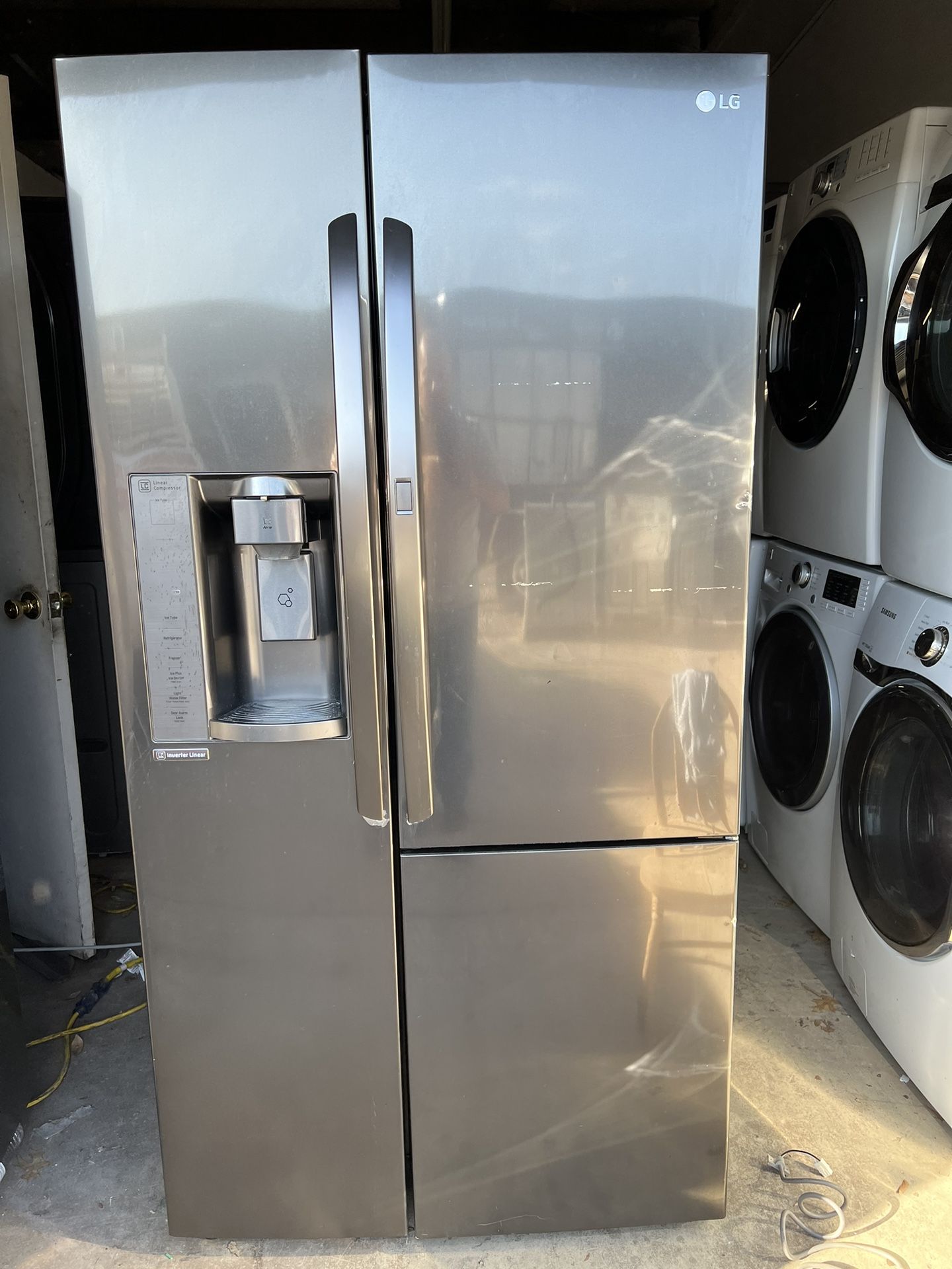 LG grey Stainless Steel Fridge , It Has A Few Scratches, Everything Works Fine