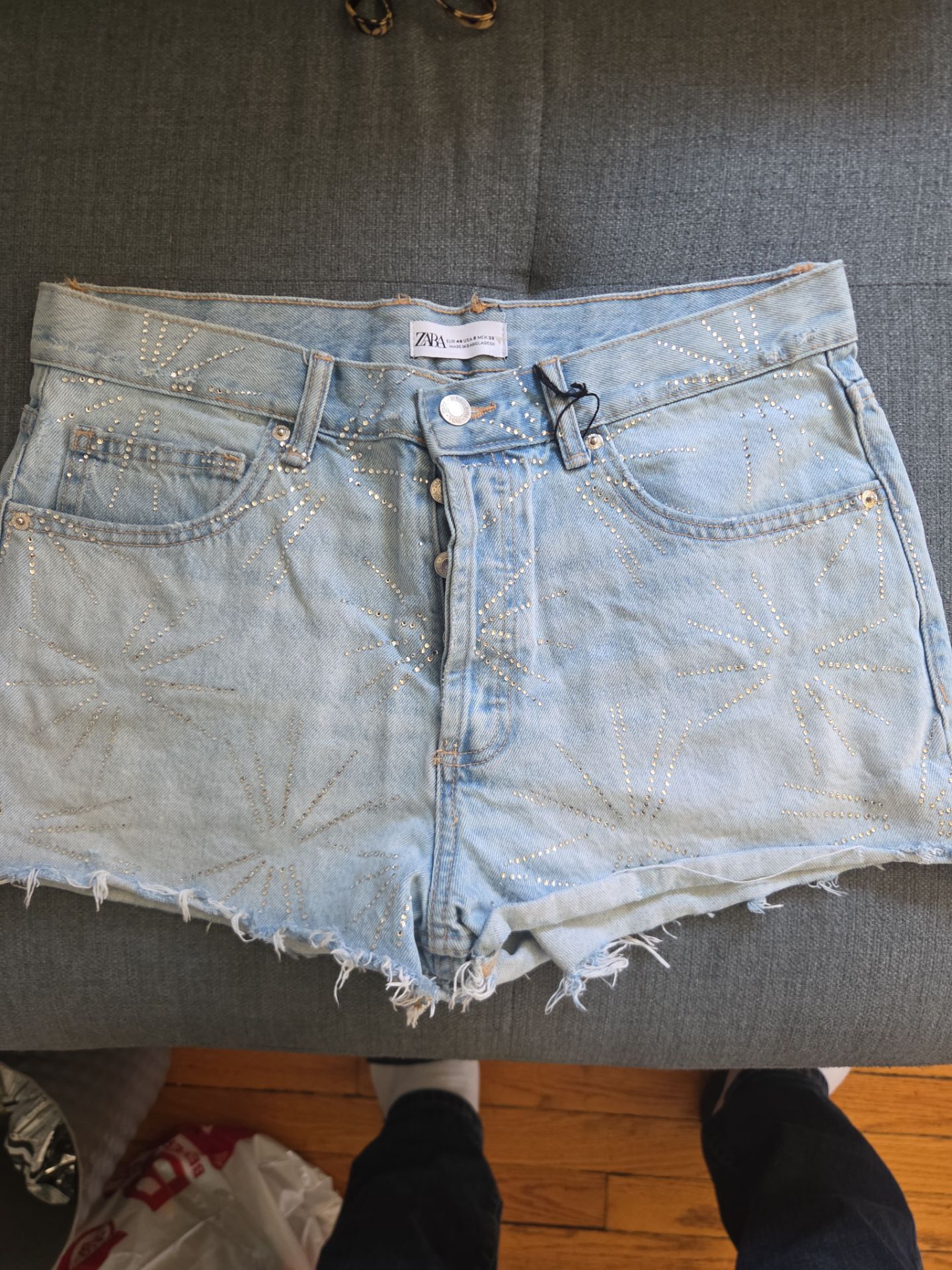 Zara denim shiny shorts size 8