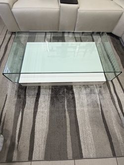 Modern Glass Coffee Table with White Base