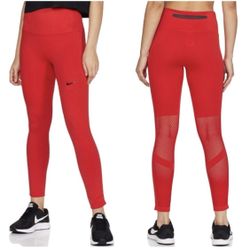 Nike Epic Luxe Sculpting High-waist Running Leggings With Mesh Panels - Red - M