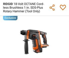 RIDGID 18-Volt OCTANE Cordless Brushless 1 in. SDS-Plus Rotary Hammer (Tool Only)