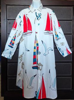 Gorgeous Multicolored Women's Beach Dress with a Nautical Theme – Size S (fit for Size M), New!