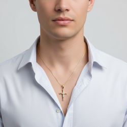 14K Yellow & White Gold Crucifix Pendant