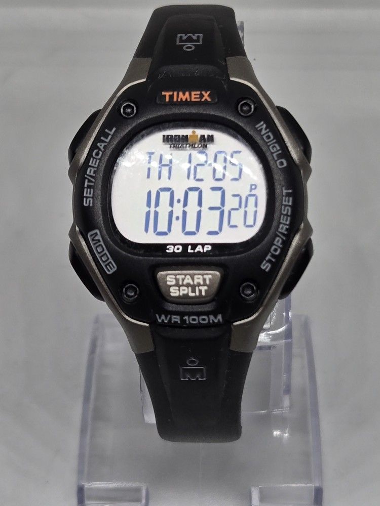 TIMEX Ironman 30-Lap Resin Unisex Watch, Alarm, Chrono, Silver/Black/Grey 34mm