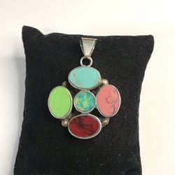925 Sterling silver Colorful Inlay Ladies Pendant 
