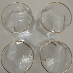 Glass Cups With Gold Ring