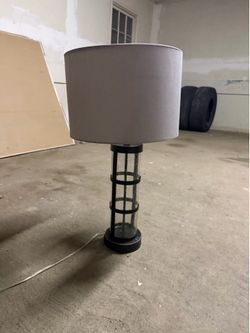 Industrial Table Lamp with Drum Shade
