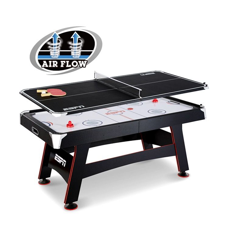 ESPN 72 inch air powered hockey table with table tennis top and in rail scorer