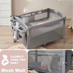 4 In 1 Baby Playpen, Bassinet, Changing Table,Crib