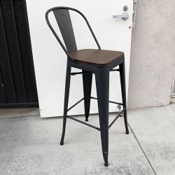 New in Box $30 (Black) Metal Wooden Bar Stools w/ Backrest 30” Seat Height, for Kitchen Counter Top Barstool 