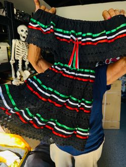 Black Folklorico Dress with Ribbon Trim Toddler 2T