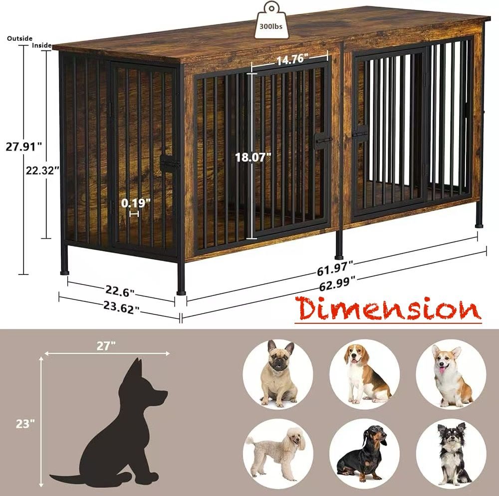 🥨EasyCom Dog Crate Furniture for 1 or 2 Dogs, Heavy Duty Single/Double Dog Crates for Small/Medium/Large Dogs, Dog Kennel Furniture Indoor 
