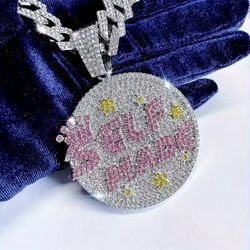 Women's Bling Out Pendant chain - 'Self made" Slogan