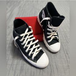 BLACK HIGH TOP LUG SOLE CONVERSE SHOES 