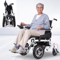 Lightweight Foldable Electric Wheelchair for Adults and Seniors - Portable Electric Wheelchair with 12 Mile Range - Perfect for Traveling - Supports 3
