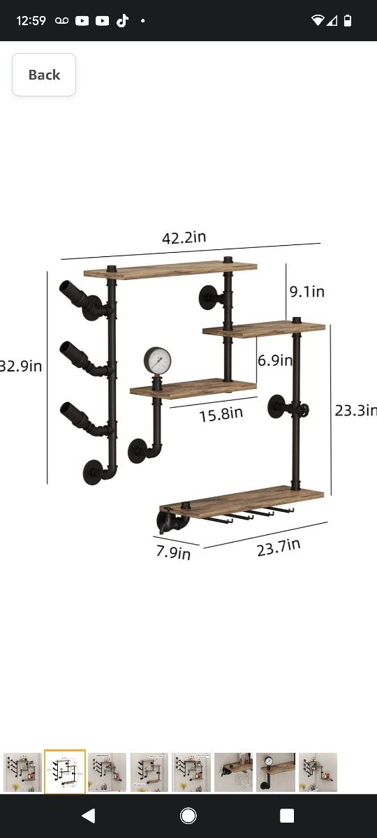 $75 HEONITURE 4 TIER INDUSTRIAL PIPE BAR SHELVES Other - Home decor
