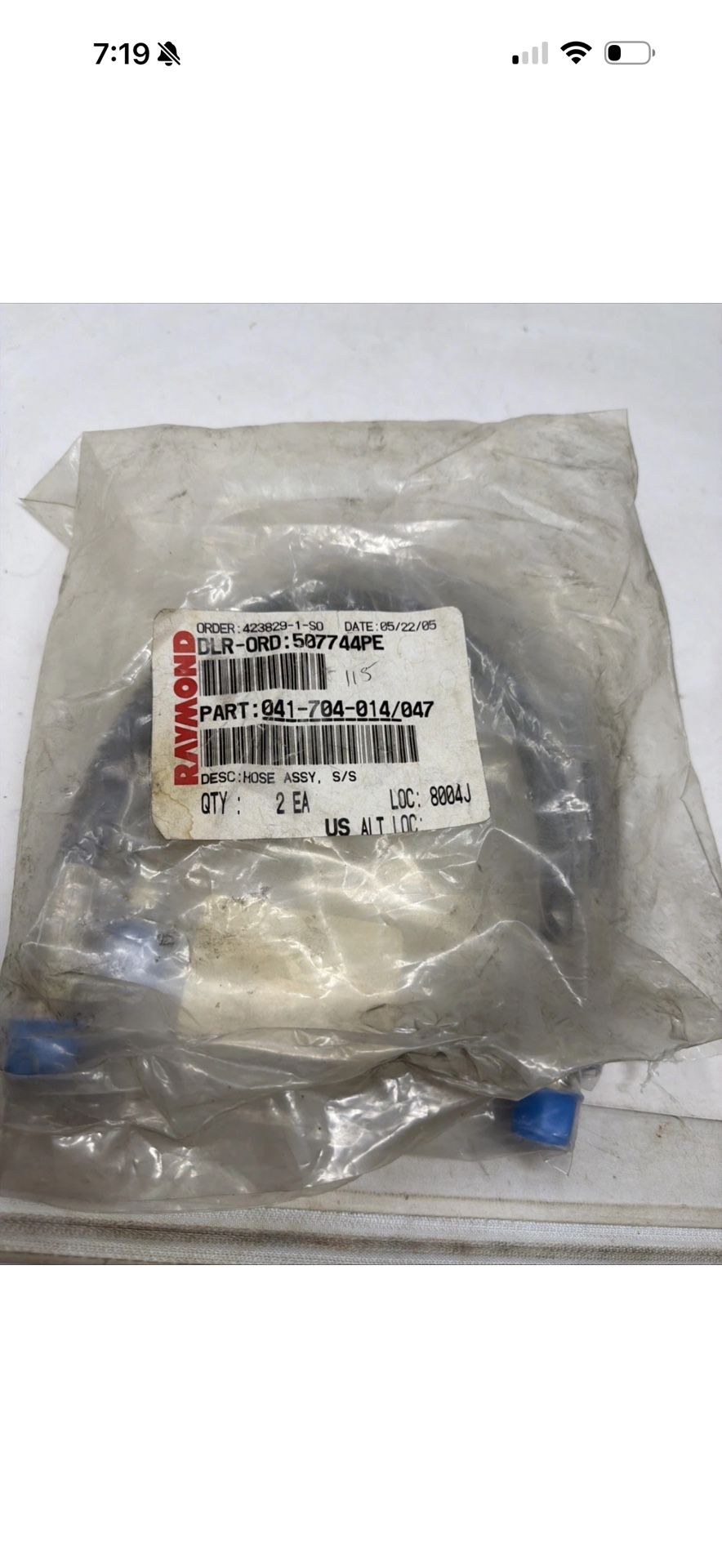 NEW  Lot of 2 Raymond 423829-1-SO Hose Assy 507744PE 041-704-014/047