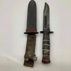 WW2 USMC KA-BAR Fighting Knife with USN MK 2 Sheath
