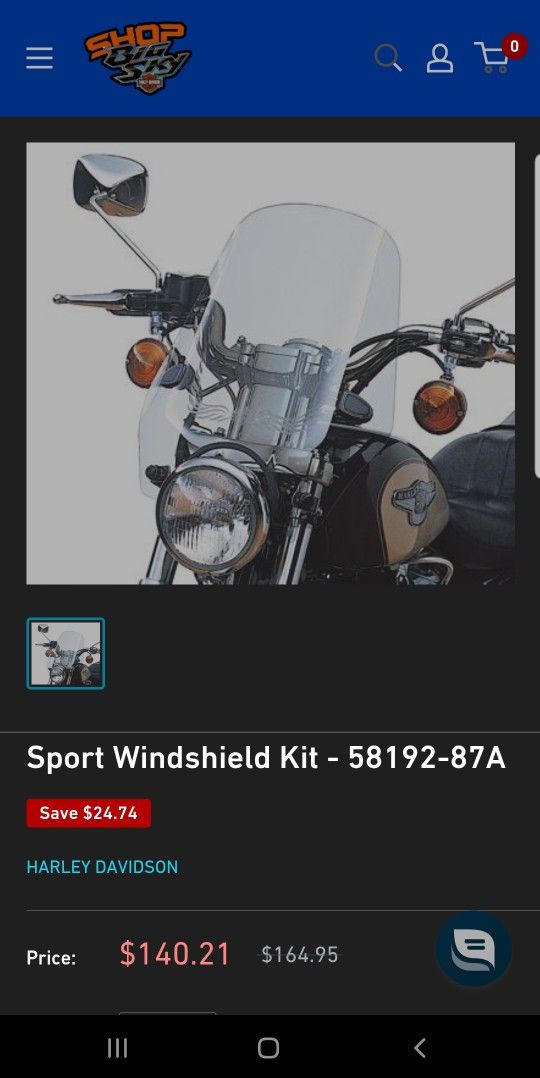 Harley-Davidson 58192-87A Sport Winshield. See Description Page.