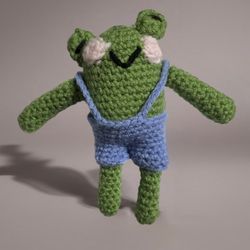 Handmade Crochet Dress Up Frog Toy With Pants And Dress