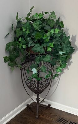 MOVING SALE-Decorative Metal Plant Stand with Faux Ivy
