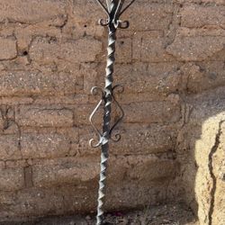 Antique Wrought Iron Candle Holder Tall