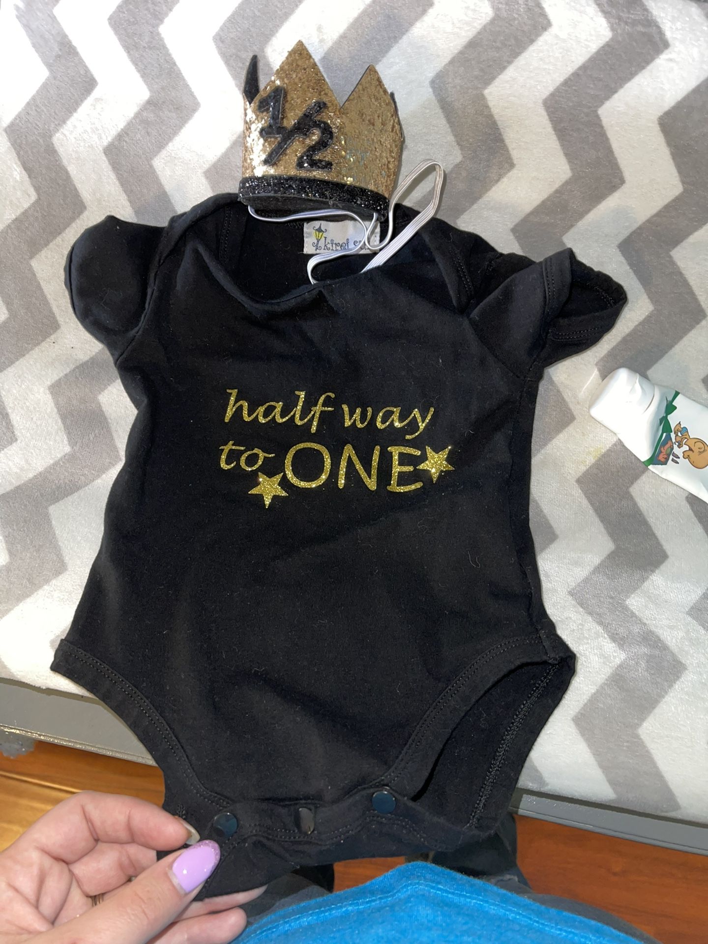 Half Birthday Onesie And Crown