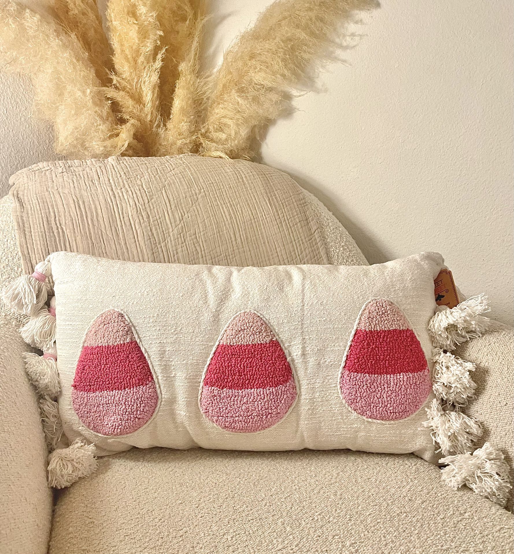 BRAND NEW W/ TAG + RARE 2023 Halloween Sweet Street Pink Candy Corn Decorative Pillow