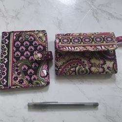 💎Vera Bradley🔥Pink Very Berry Paisley Wallet & Passport Case ~Retired Print!💎