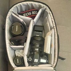 Canon DSLR (80D) Package w/ Lens and Accessories 