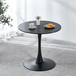 31.5" Black Tulip Table Mid-Century Dining Table For 2-4 People With Round MDF Table Top [NEW] **Assembly Req** 