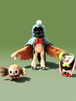 Pokemon Rowlet Dartrix Decidueye Evolution Action Figure Set