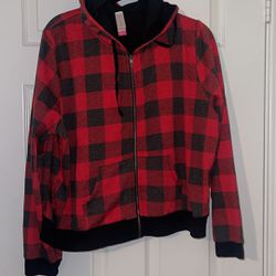 No Boundaries Fleece Jacket Size Xxxl  Size 21 Black Red hooded Pockets Zippered