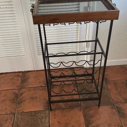 Wine Rack Wood/glass Top