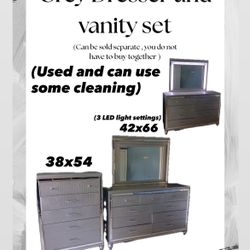 Grey Vanity And Dresser Set.